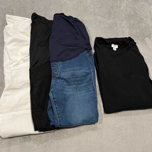 EUC Size 28/M J. Crew Factory Maternity Jeans + Top Bundle